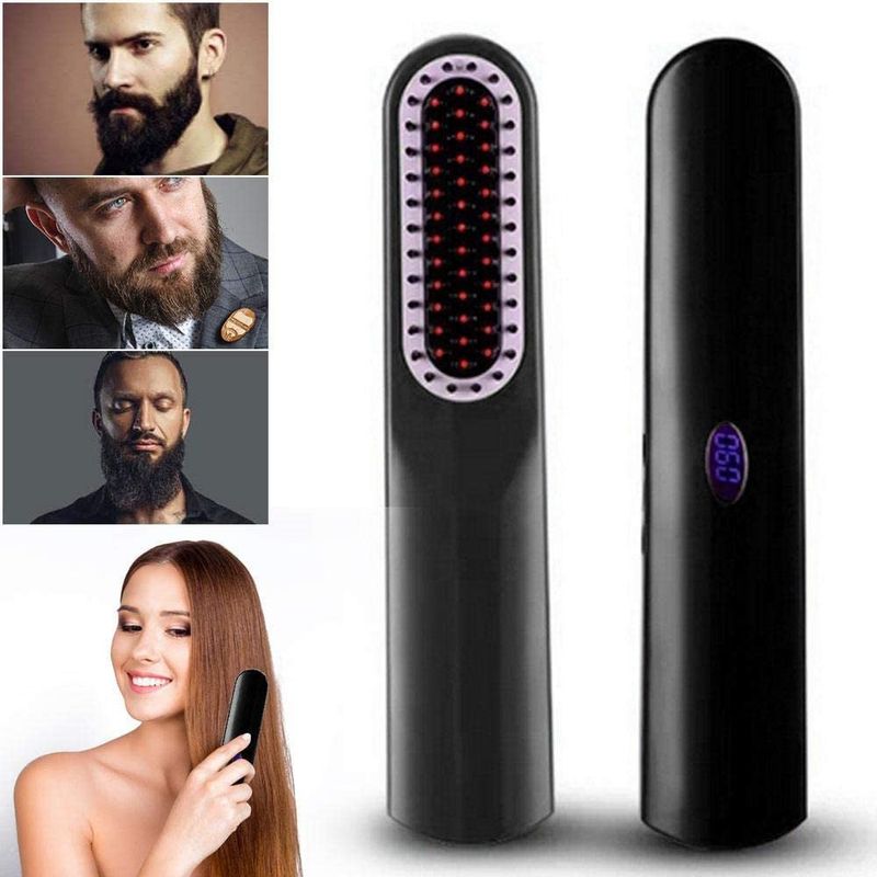 Kabelloser Glättungskamm mit USB-Ladefunktion und Keramik- und Turmalin-Technologie – Tragbares Mini-Haarstyling-Tool für glattes und krauses Haar_voghion.com