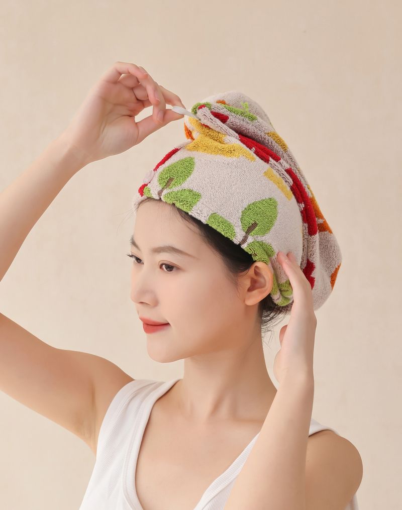 Lillian Neue doppelseitige Frottee-Haarhaube aus garngefärbter, saugfähiger Baumwolle mit langen Stapelfasern_voghion.com