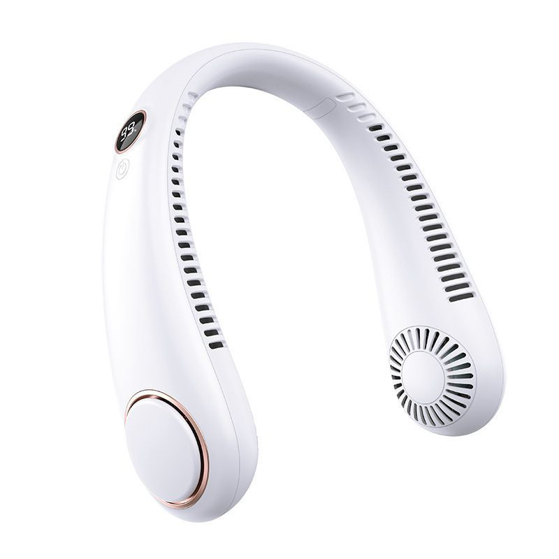 New Leafless Hanging Neck USB Mini Portable Rechargeable Digital Display Outdoor Cooling Small Fan_voghion.com