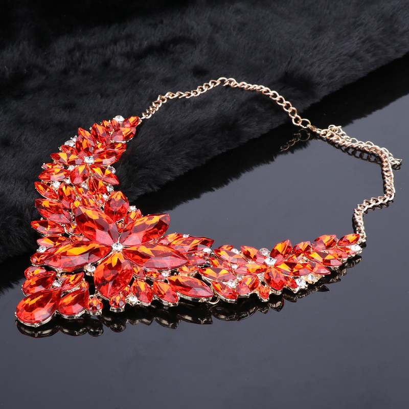 Kristall-Choker-Statement-Halskette, Ohrring-Schmuckset, Strass-Hochzeitsgeschenk, Frauen, Bräute, Abschlussball, Party_voghion.com
