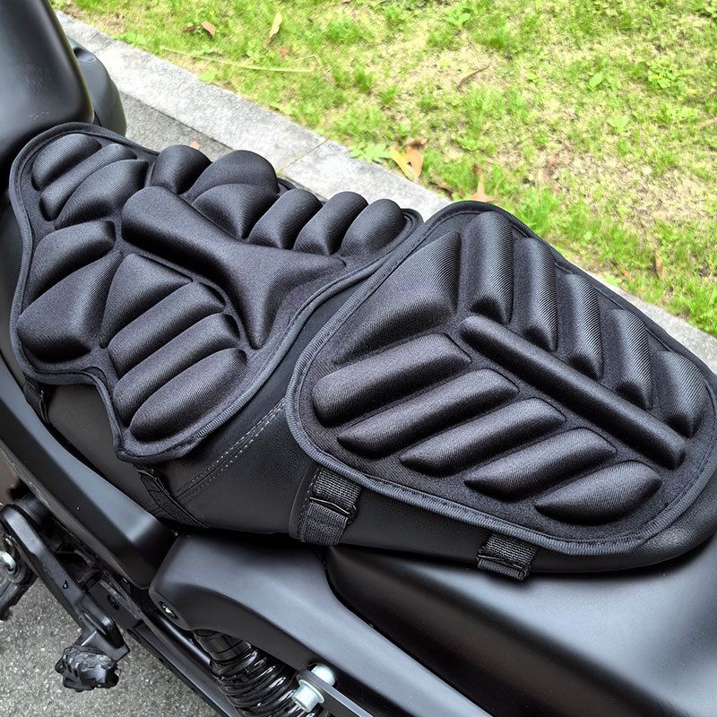 Almofada para veículo elétrico de assento duplo 3D com absorção de choque e respirável, almofada universal para assento de motocicleta para todas as estações_voghion.com