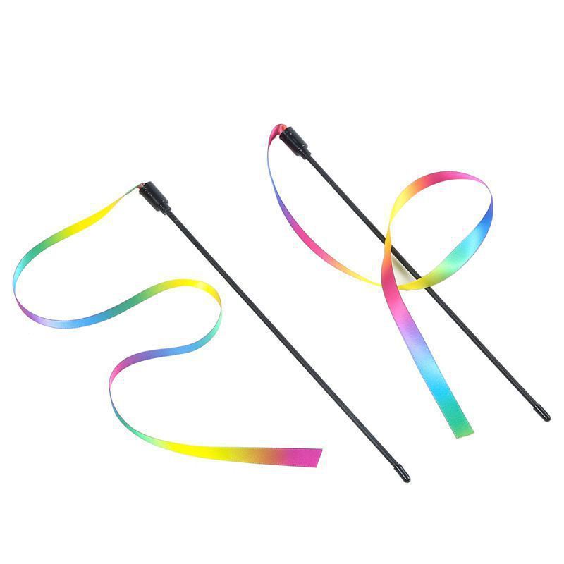Double-Sided Rainbow Ribbon Toy Dog Internet Celebrity Cat Teaser Wand Boredom Reliever_voghion.com