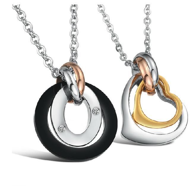 Collana da uomo classica con tre anelli, personalizzata, in acciaio puro con catena, in acciaio inossidabile_voghion.com
