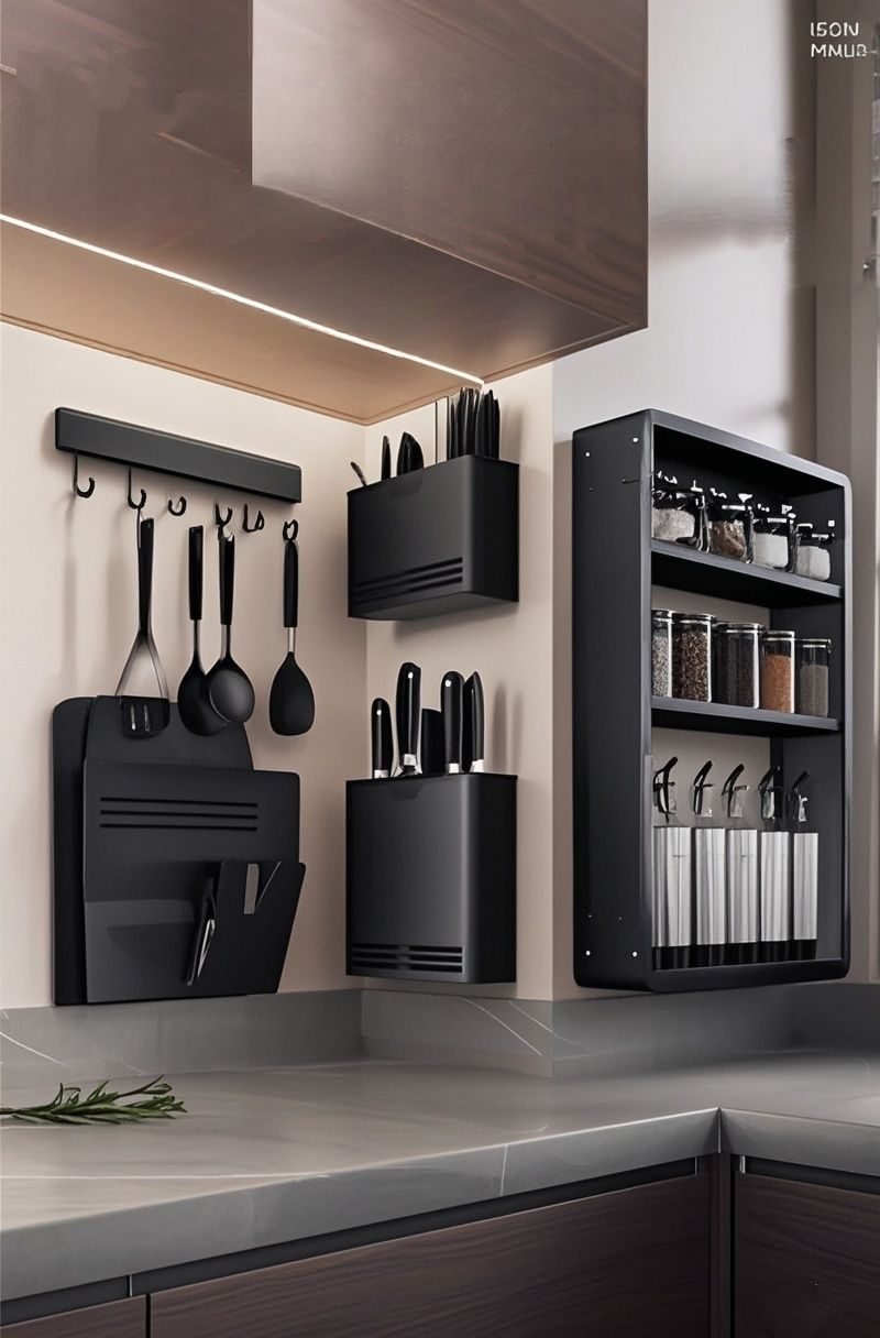 Kitchen Multifunctional Layered Rack Wall-Mounted No-Drill Adjustable Hanging Spice Storage_voghion.com