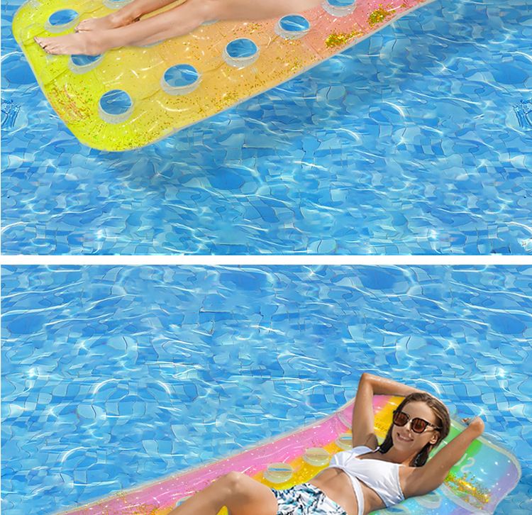 Shimmer Mermaid Tail Inflatable Lounger - Breathable Mesh Floating Bed With Pillow (Eco-Friendly PVC 180cm Quick-Dry & Portable For Pool/Beach)_voghion.com