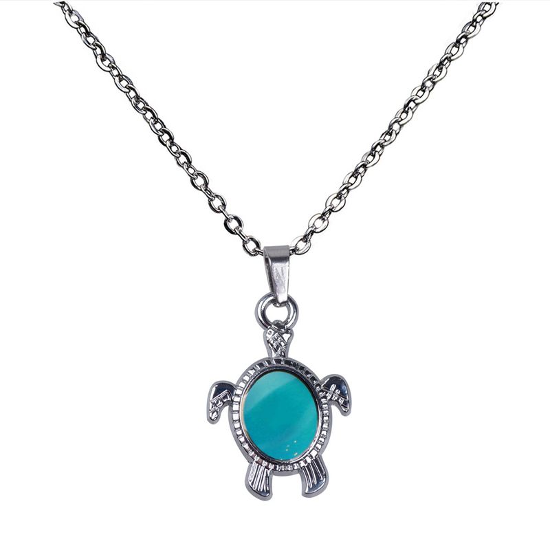 Cute Little Turtle Feels Warm and Moods Change Color Stainless Steel Necklace Engraving_voghion.com