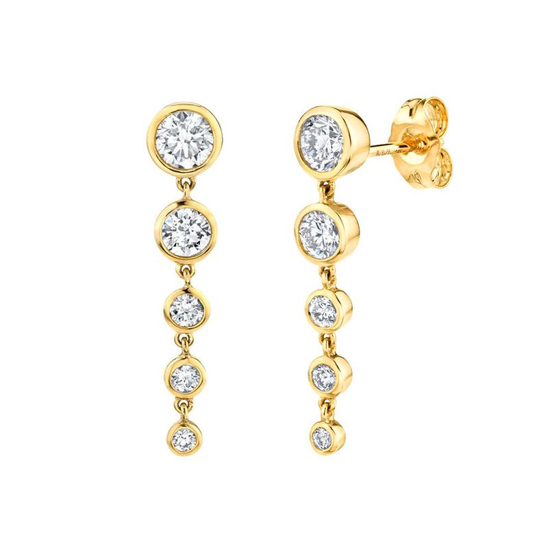 Women's Jewelry S925 Silver Needle Chain With Diamond Earrings And Earrings Creative And Versatile Simple Zircon Micro Inlaid Earring Accessories_voghion.com