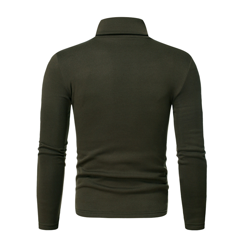 Autumn And Winter Hoodie Men Solid Color Plus Fleece Pullover Turtleneck T-shirt Primer Fleece Hoodie Men_voghion.com