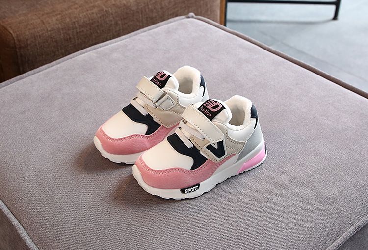 Child's shoes Add cotton new simple classic color matching children's warm sneakers_voghion.com