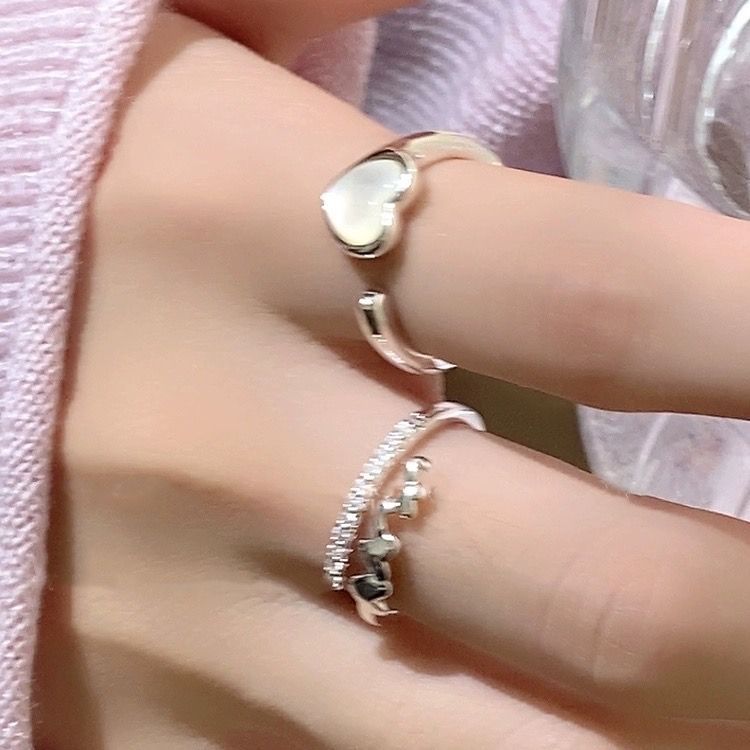 Heart Shell Ins Niche Style Elegant Girlfriend Couple Rings Women High-end Adjustable Open Ring Trend_voghion.com