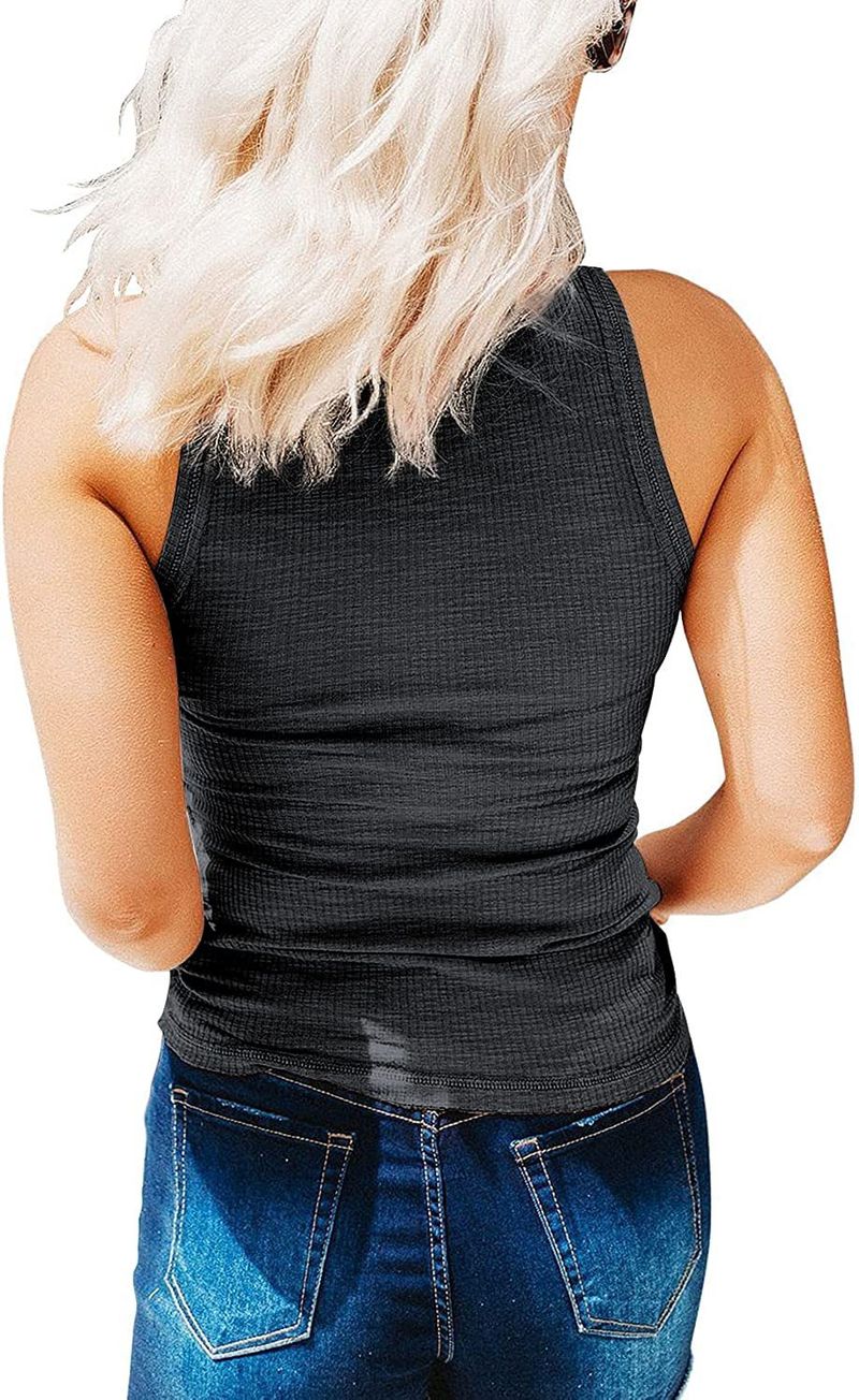 Dames Vest Zomer Casual Geribbeld Mouwloos Basic Camisole Slim Fit_voghion.com