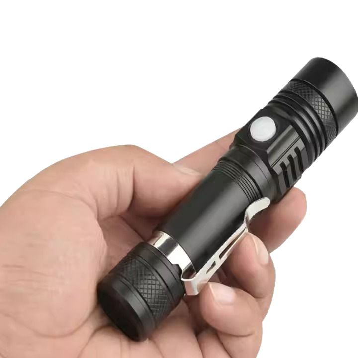 Torcia portatile a LED mini ricaricabile tramite USB, piccola, con zoom T6, a lungo raggio e luce potente_voghion.com