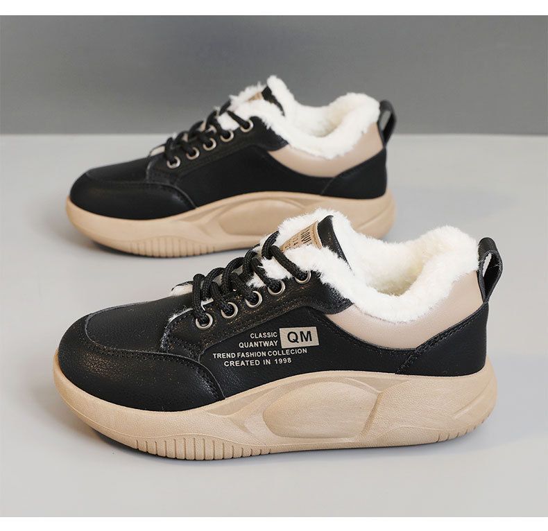 New autumn and winter platform women's shoes color matching warm cotton shoes high-top velvet simple height-increasing shoes_voghion.com