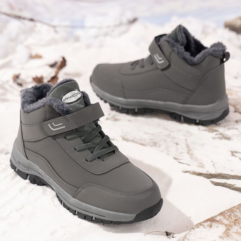 Botas de nieve para mujer, de invierno, con forro polar grueso, antideslizantes, de horma ancha, para caminar, talla grande, con velcro, de algodón_voghion.com