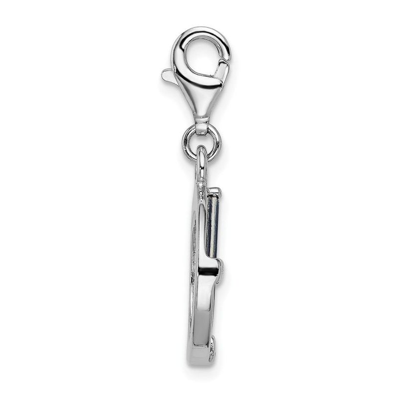 Amore La Vita Sterling Silver Rhodium-plated Polished Circle Frame Charm With Fancy Lobster Clasp_voghion.com