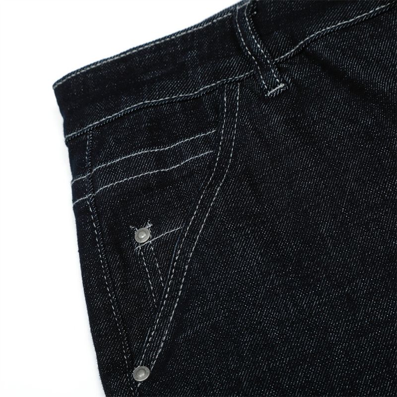 Jeans da uomo in denim grezzo Cleanfit di American High Street, versatili, larghi e casual, con tasche lunghe e dritte_voghion.com