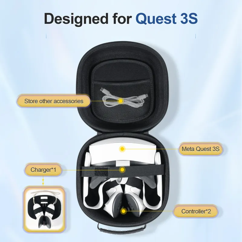 Hülle für Meta Bag Aufbewahrungsbox Tragbare EVA-Hartschale Reiseschutzhülle für Quest 3S VR-Zubehör_voghion.com
