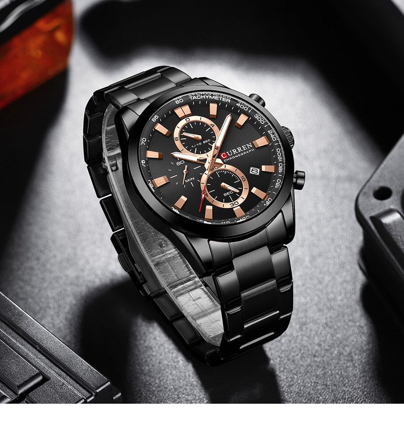 Men's Waterproof Multifunction Quartz Watch With Date Display, Stainless Steel Case, Mineral Crystal, And Alloy Strap For Business And Casual Wear_voghion.com