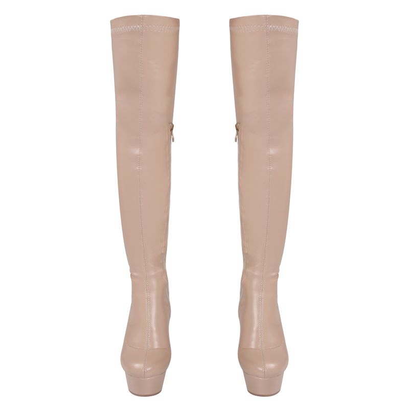 Dames hoge platform dikke elastische overknee laarzen_voghion.com