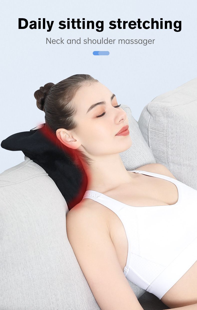Electric Neck Shoulder Massager With Heat, Shiatsu Acupressure For Pain Relief, Spine Stretcher Home Use_voghion.com