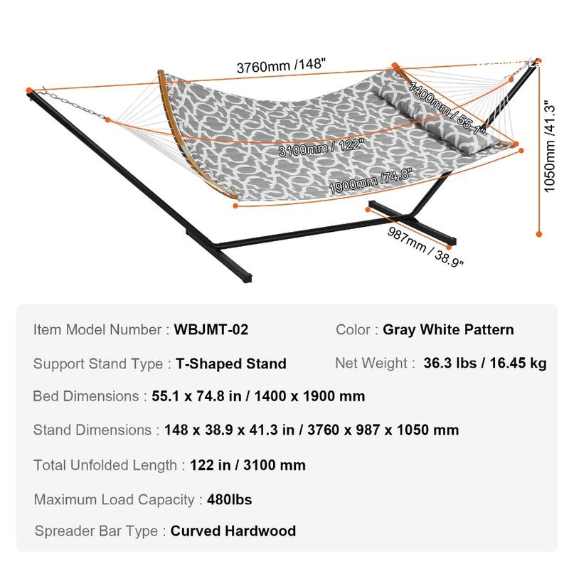 Hammock Hammock With Pillow With Bar Carrying Portable Bag Included Stand Double Person Detachable Curved Two And Spreader And_voghion.com