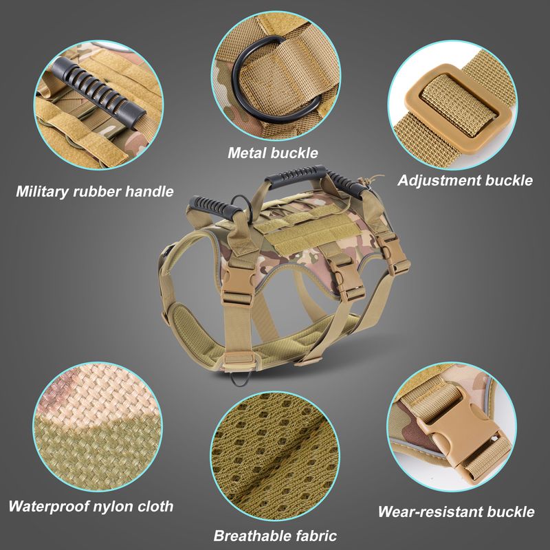 Taktisches Geschirr, atmungsaktiv, reflektierender Stil, große, leichte Leine, explosionssicher, unverzichtbar für das Gassigehen mit dem Hund_voghion.com