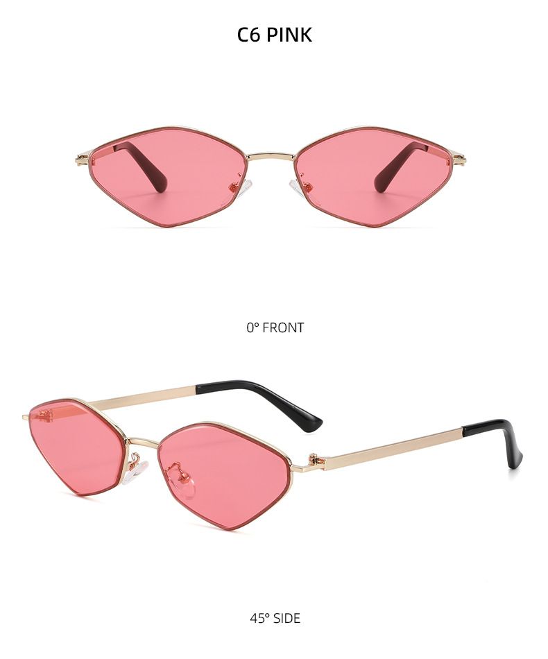 Óculos de sol com armação de metal e diamante Two Circles, óculos de sol simples de praia para mulheres T1372_voghion.com