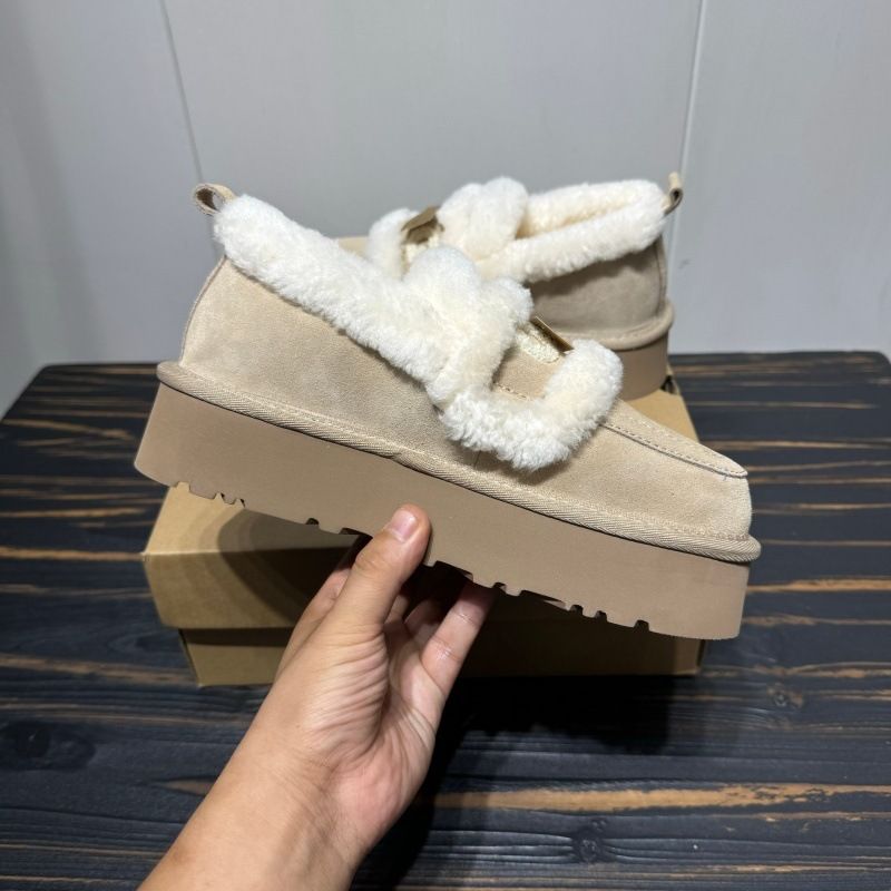 SF Express versandkostenfrei Dicke Sohle, Frottee-bestickte Schuhe, Winter 2025, Neuer Stil, Sangpo-Schafsfell, integriert, verdickt_voghion.com