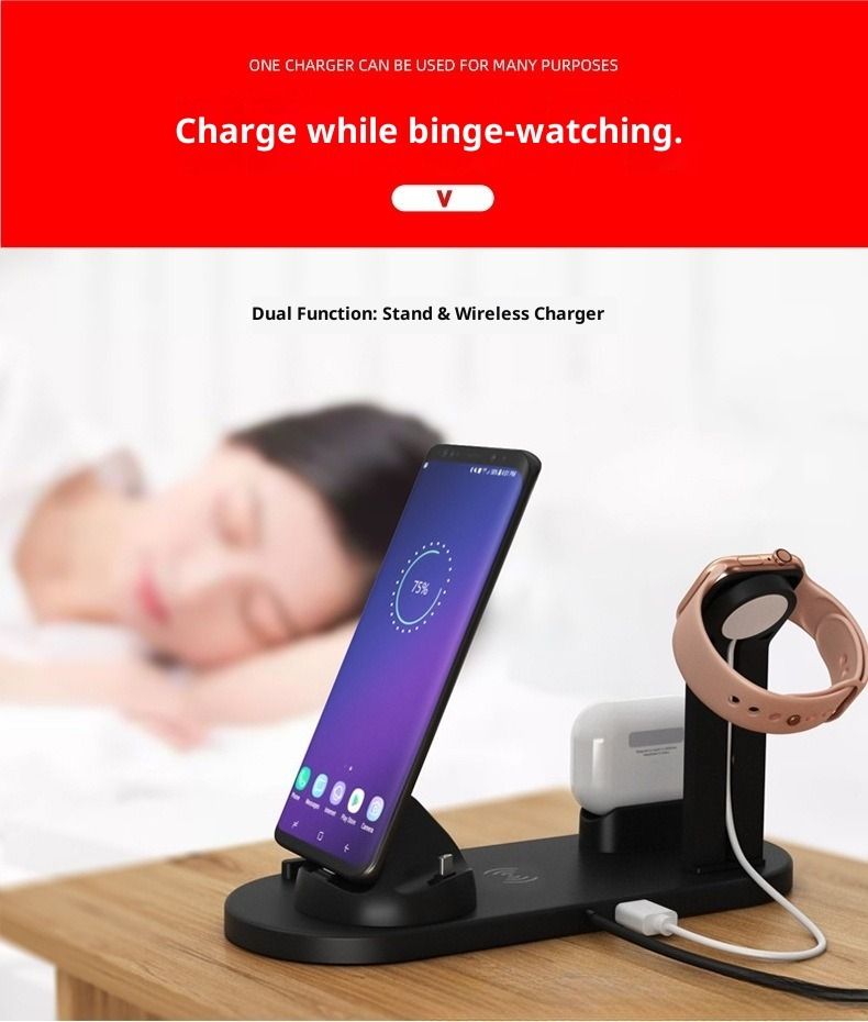 Cross-Border Bestseller Multi-Functional 6-in-1 Wireless Charger Compatible With Apple Phones, Earbuds, And Watches_voghion.com