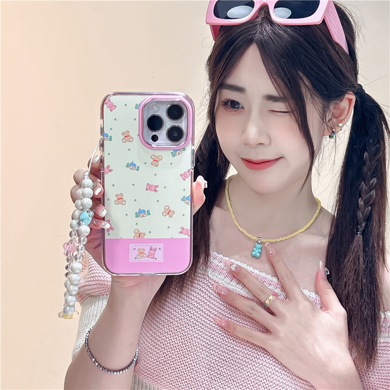 Orsetto e coniglio intrecciati adatti per iPhone 14, custodia per telefono carina 12 ProMax, catena 13, 11, anti-caduta, femmina_voghion.com