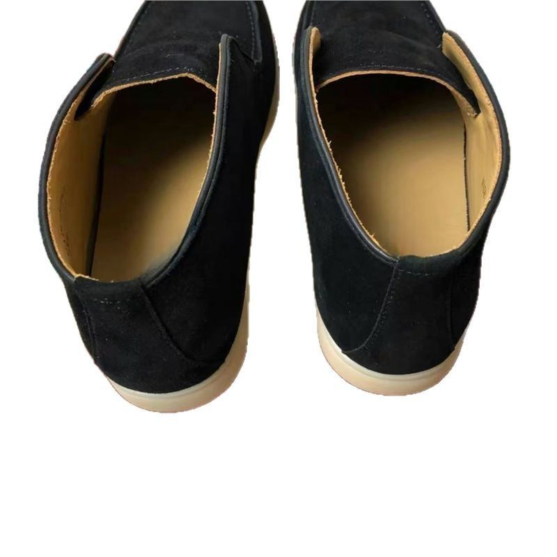 LP Loafers, High Top Lazy Shoes, Klassiske, afslappede, britiske, sorte, korte støvler, lædersko_voghion.com