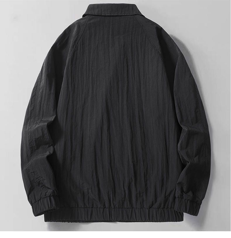 Men'sStyle Lapel Work Jacket - Lightweight Breathable Casual Windbreaker For Spring & Autumn (Black, Khaki)_voghion.com