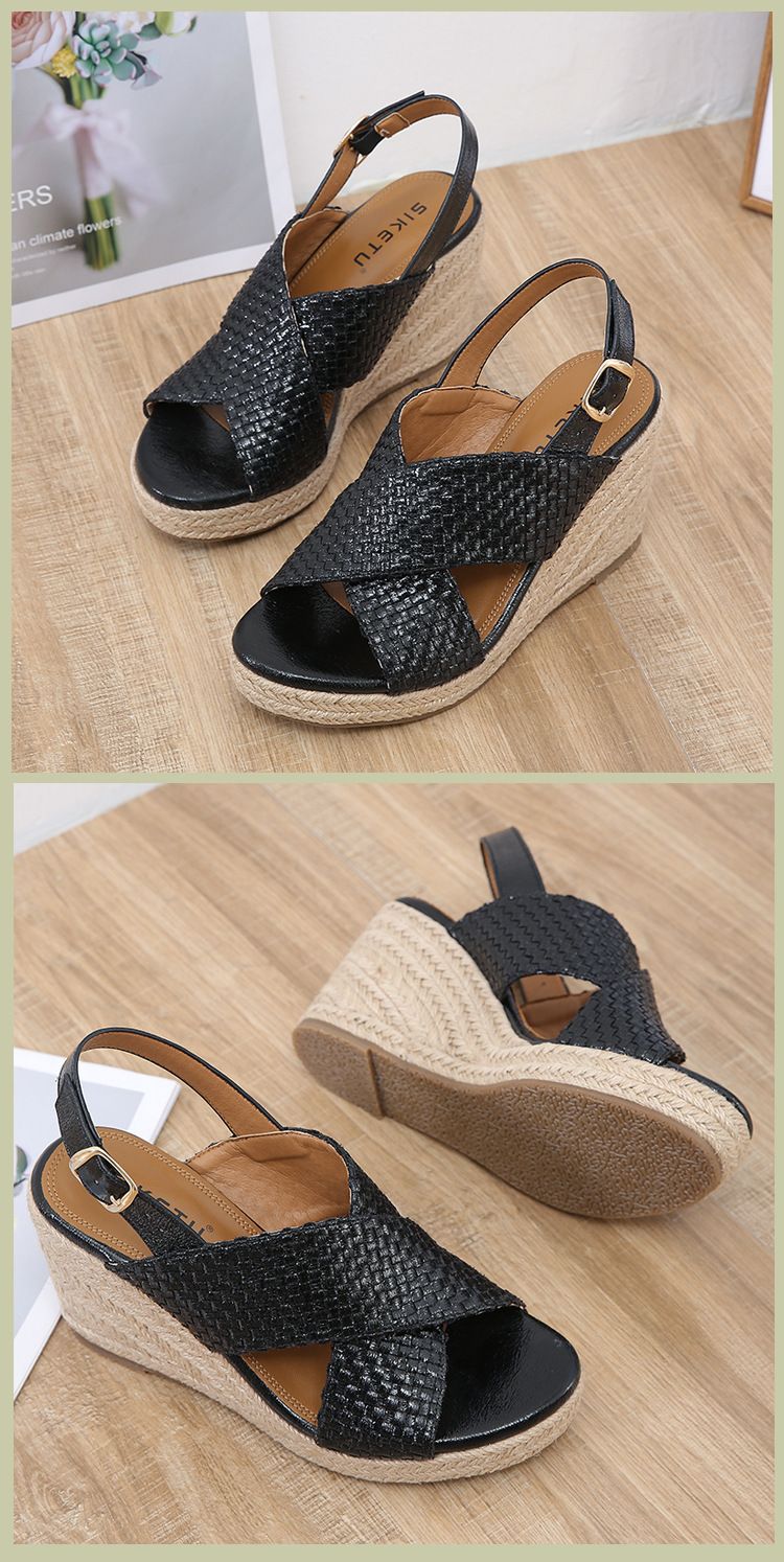 ALM2024-4 Sommer 2024 Süße Sandalen Damenmode Atmosphäre Große Slope Heels Strandschuhe_voghion.com