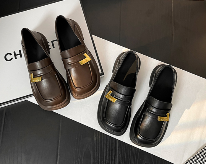 Quadratische kleine Lederschuhe für Damen, neue Freizeitschuhe im britischen Stil mit dickem Absatz und einzelnem Kick, vielseitig_voghion.com