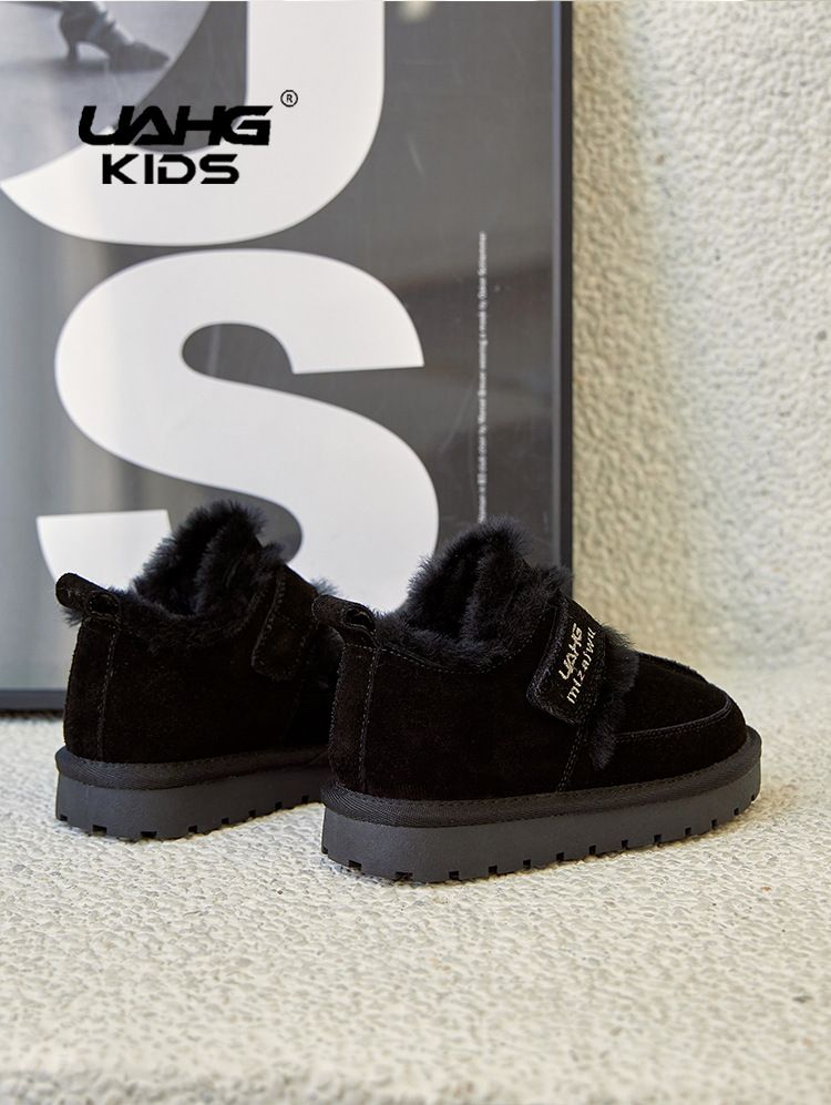 Scarpe per bambini stivali da neve bassi nuovi invernali in pelle scamosciata per ragazzi scarpe di cotone più velluto e ragazze ispessite lana di agnello neve cotone_voghion.com