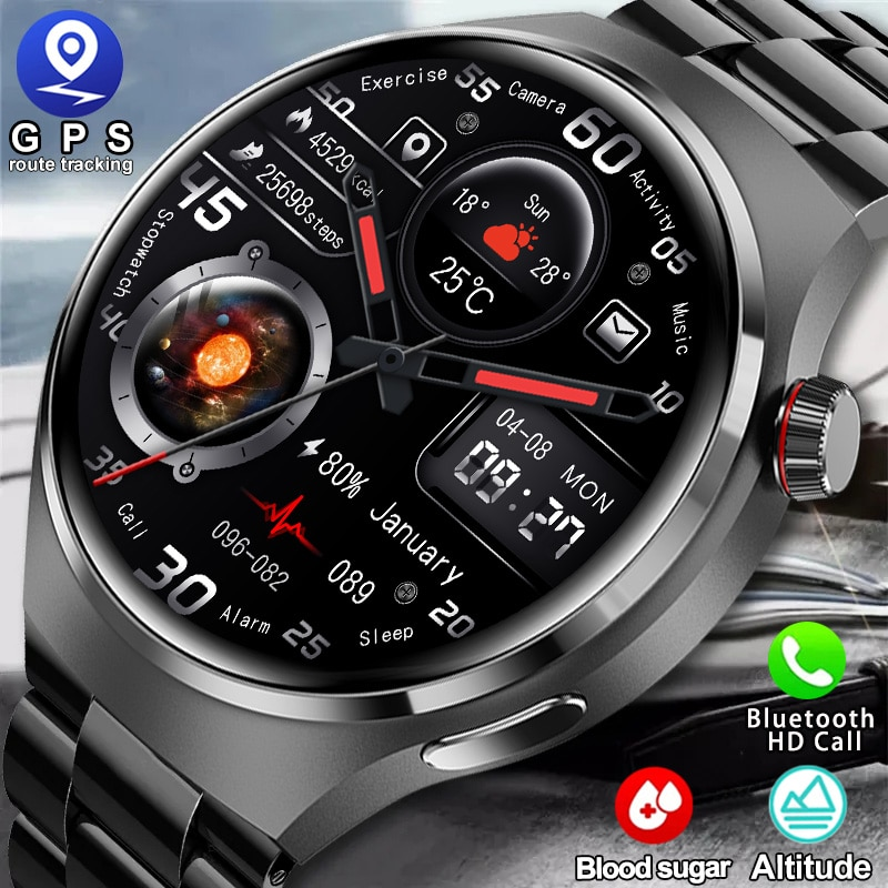 2023-as új okosórák férfi GT4 Pro 360*360 HD képernyős pulzusszám Bluetooth hívás IP68 vízálló NFC okosóra Huaweihez_voghion.com