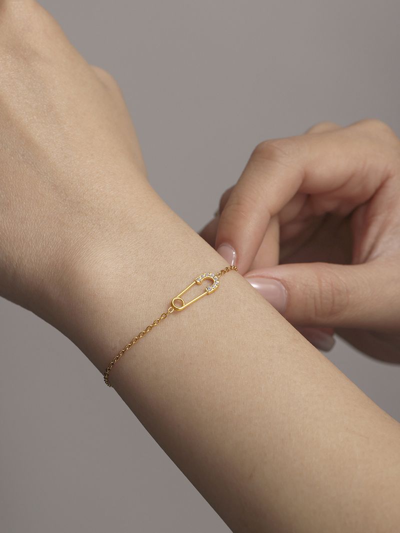 Set di gioielli con spilla in zircone, collana doppia, braccialetto delicato, piccolo regalo di gioielli_voghion.com