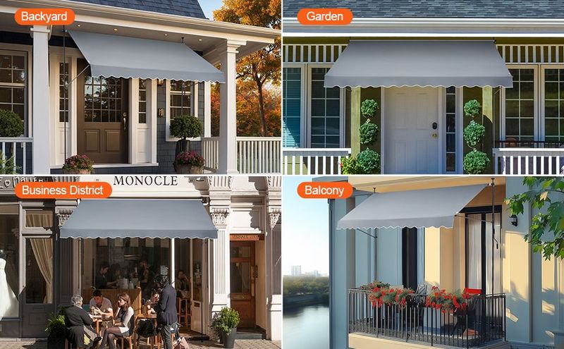 VEVOR 138x47" Patio Awning Retractable Awning Sunshade Shelter With Crank Handle_voghion.com