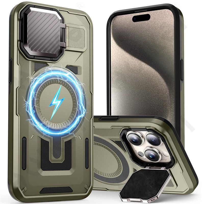 Case For iPhone 16 15 14 13 12 11 Pro Max Magnetic Military Grade Rugged Built-in Metal With Camera Stand Protictive Cover_voghion.com