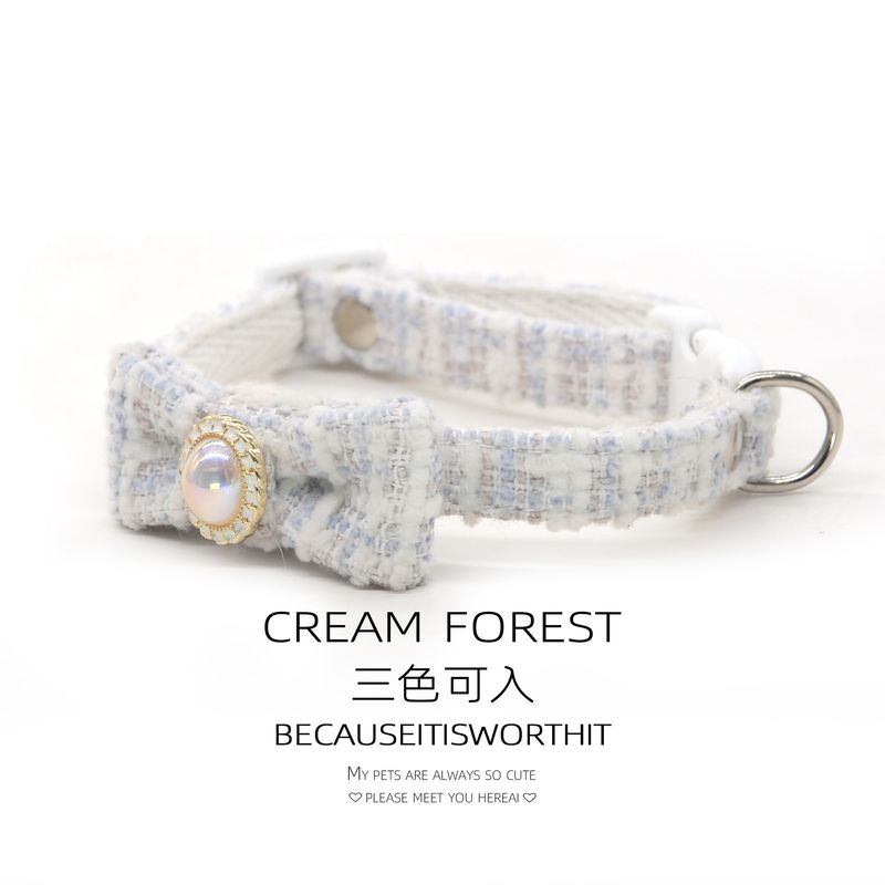 Collier mignon pour chat, style princesse, orné de perles et d'un nœud papillon ; ajustable pour petit chien ; anti-suffocation_voghion.com