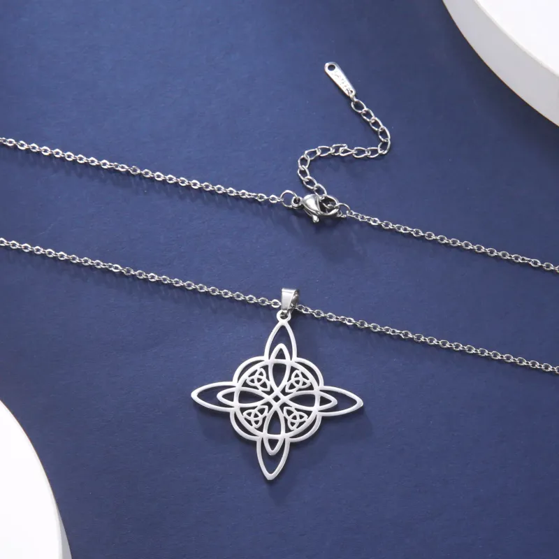 Ready Stock Skyrim Hexerei Hexen Halskette Edelstahl Triquetra Celtics Magischer Knoten Wicca Halsketten Amulett Schmuck für_voghion.com