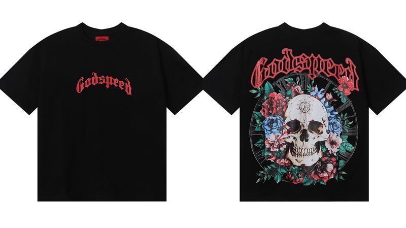 Maglietta casual a maniche corte da uomo con stampa Godspeed Skull, Dream Team, Statua della Libertà, di alta qualità_voghion.com