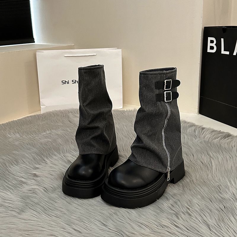 Stivali alti con tacco grosso, nuovi stivali bassi autunno/inverno 2025, eleganti e versatili_voghion.com