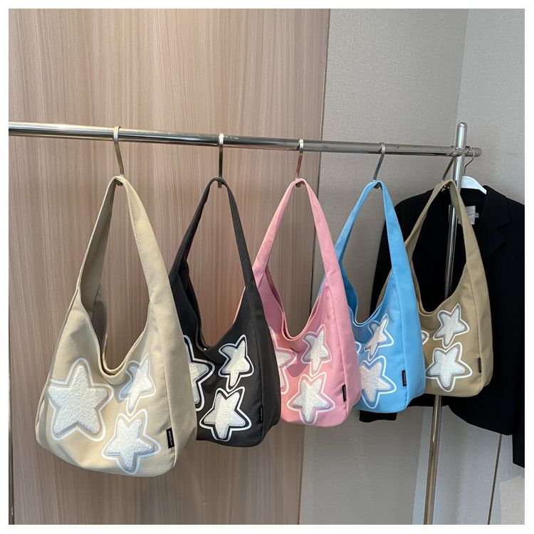 Star Pattern Women's Trendy One Shoulder Underarm Bag With Large Capacity And Versatile Student Commuting Tote Bag_voghion.com