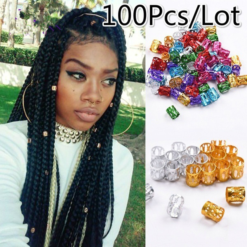 XinWq 100Pcs 8 mm Luknja Mikro Dreadlock Prstan Kroglice Votle Lase Pletene Manšete Sponke Darilo_voghion.com
