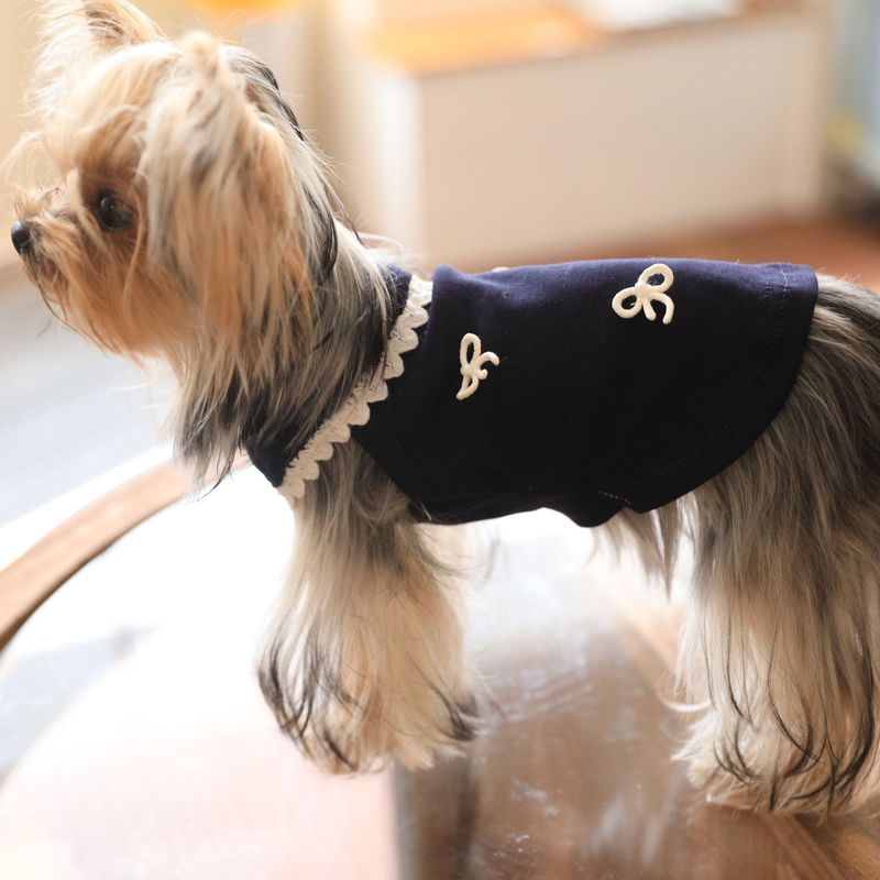 Cotton Soft Solid Color Base Bowknot T-Shirt For Cats And Dogs Bichon Frise Yorkshire Terrier Pet Clothing_voghion.com
