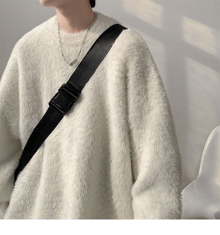 Neutral style black sweater men's 2023 autumn winter new trendy brand high thick warm loose and cool solid color jacket_voghion.com