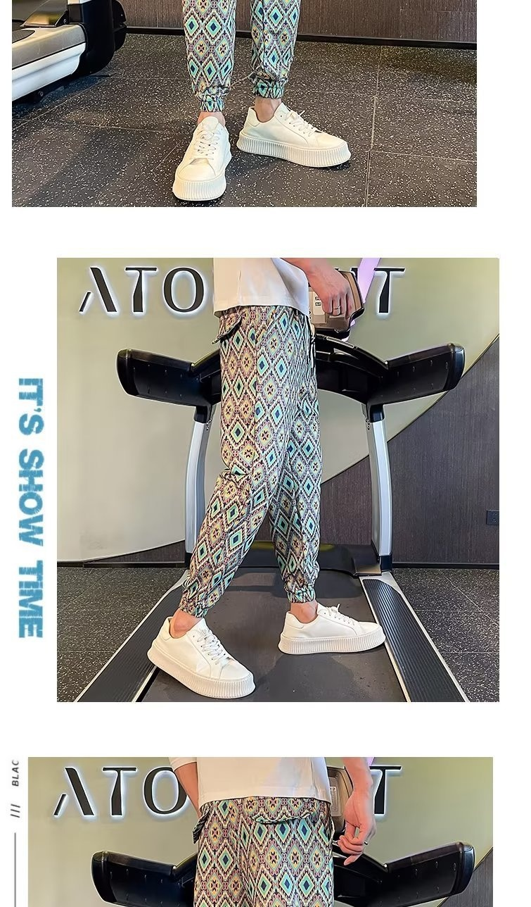 Ruffiano estivo e bello casual da uomo versione coreana pantaloni sportivi versatili di marca di moda con rilegatura sottile - stampabili_voghion.com