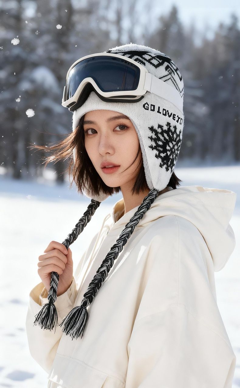 001 Golejue Nuovo cappello da sci lavorato a maglia per arrampicata all'aperto, ciclismo, escursionismo, antivento, caldo, freddo, foderato in pile, protezione per le orecchie spessa_voghion.com