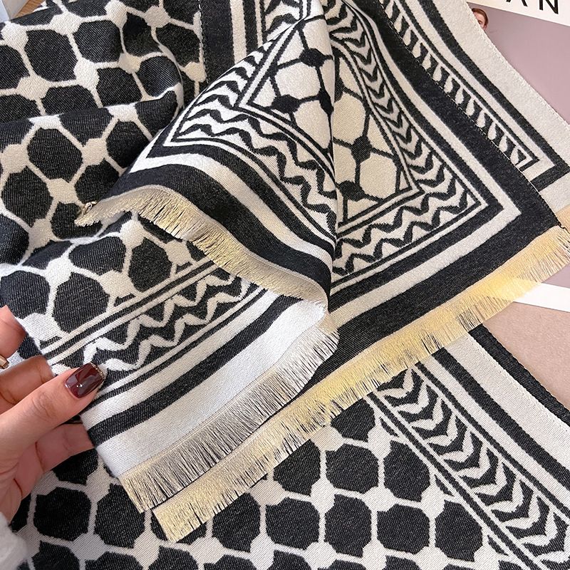 2024 new mesh printed contrasting color autumn and double-sided cashmere scarf, winter high-end warm shawl for_voghion.com